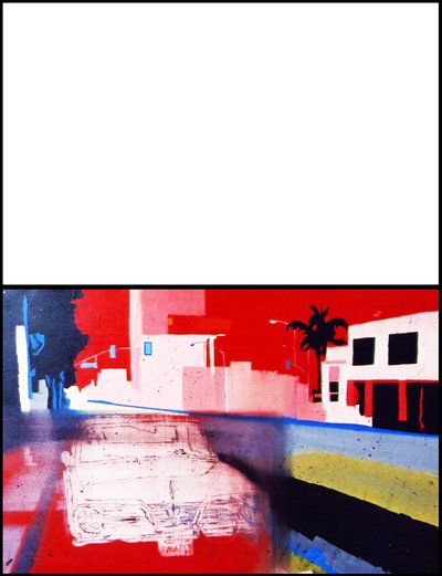 Kalifornijski samochód na kalifornijskim pasie, 2003 (olej na 2 zestawionych płótnach) autorstwa Benoit Erwann Boucherot