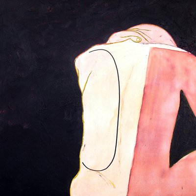 Nu de dos, Goa, 2000 (olej i akryl na drewnie) autorstwa Benoit Erwann Boucherot