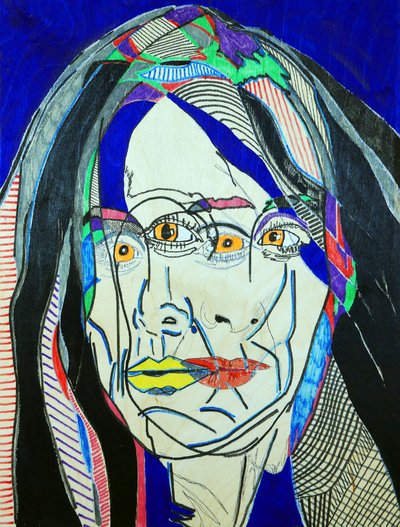 Surportret: Fanie Demeule, 2019 (olej i akryl na płycie drewnianej) autorstwa Benoit Erwann Boucherot