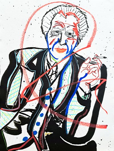 Surportret: Frank Lloyd Wright, 2022 (akryl na papierze) autorstwa Benoit Erwann Boucherot