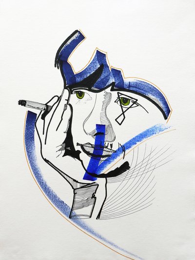 Surportrait : Françoise Sagan 1, 2019 (akryl na papierze) autorstwa Benoit Erwann Boucherot
