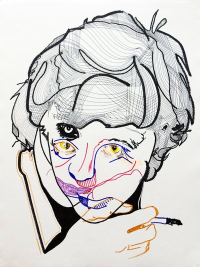Surportrait: Françoise Sagan 2, 2019 (akryl na papierze) autorstwa Benoit Erwann Boucherot
