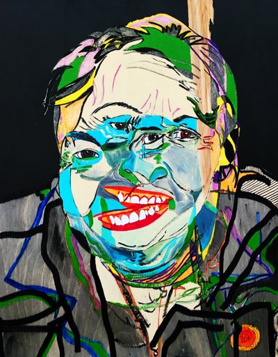 Surportret: Joséphine Bacon 2, 2021 (olej i akryl na płycie drewnianej) autorstwa Benoit Erwann Boucherot