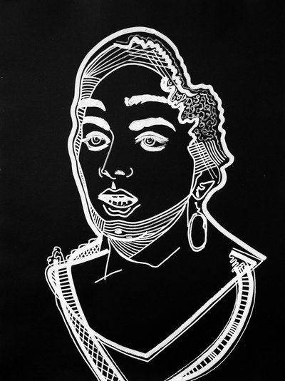 Surportrait : Leila Slimani, 2021 (akryl na papierze) autorstwa Benoit Erwann Boucherot
