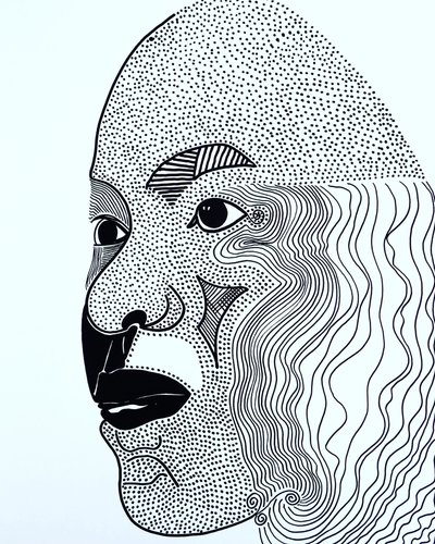 Surportret: Lorrie Jean-Louis, 2021 (akryl na papierze) autorstwa Benoit Erwann Boucherot