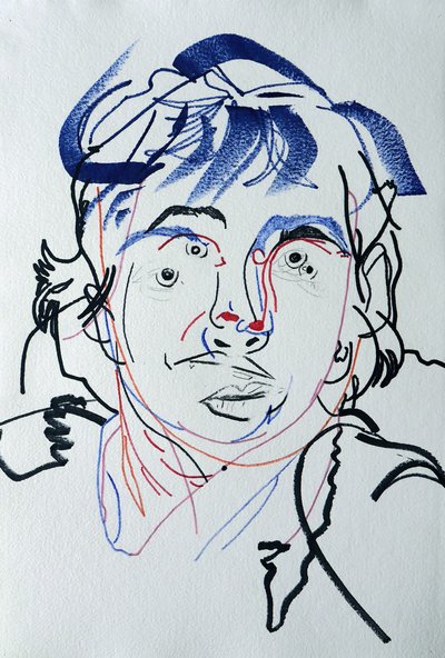 Surportrait : Marguerite Duras 3, 2021 (akryl na papierze) autorstwa Benoit Erwann Boucherot