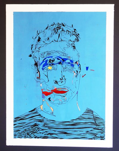 Surportrait : Jeden mężczyzna, 2015 (akryl na płótnie) autorstwa Benoit Erwann Boucherot