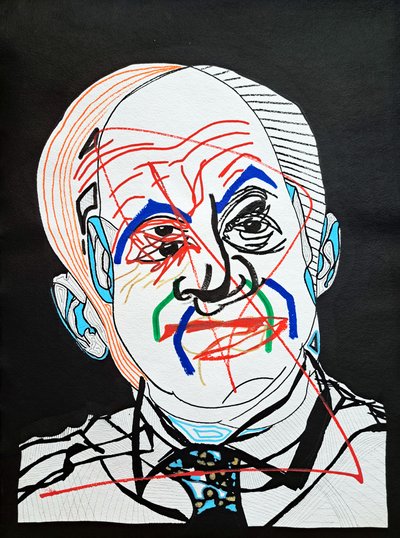 Surportret: Oscar Niemeyer, 2022 (akryl na papierze) autorstwa Benoit Erwann Boucherot