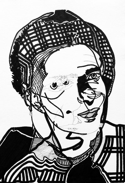 Surportret: Simone de Beauvoir, 2019 (akryl na papierze) autorstwa Benoit Erwann Boucherot