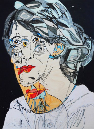 Surportret: Virginia Woolf, 2021 (olej i akryl na płycie drewnianej) autorstwa Benoit Erwann Boucherot