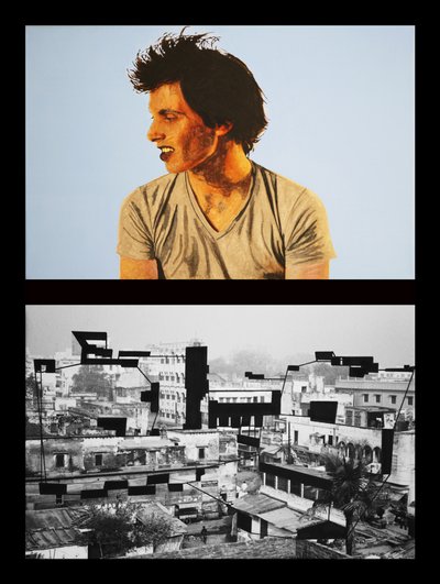 Yohan in Benares, 2005 (olej na 2 zestawionych płótnach) autorstwa Benoit Erwann Boucherot