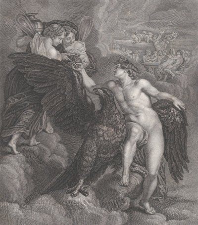Ganimedes, wsparty na orle, odbiera kielich z Hebe, 1786 autorstwa Benoit Louis Henriquez
