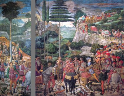 Włoski: Podróż Trzech Króli: Procesja Melchiora z najstarszym królem autorstwa Benozzo Gozzoli