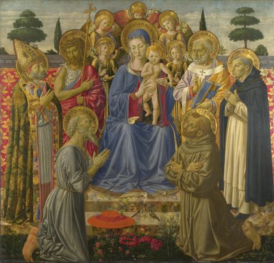 Dziewica z Dzieciątkiem na tronie wśród aniołów i świętych, 1460s autorstwa Benozzo Gozzoli