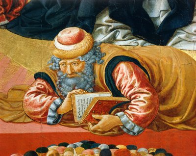 Arabski filozof Awerroes, fragment Triumfu św. Tomasza z Akwinu autorstwa Benozzo di Lese di Sandro Gozzoli