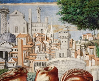 Architektura miasta Rzymu, fragment z Opowieści św. Augustyna autorstwa Benozzo di Lese di Sandro Gozzoli