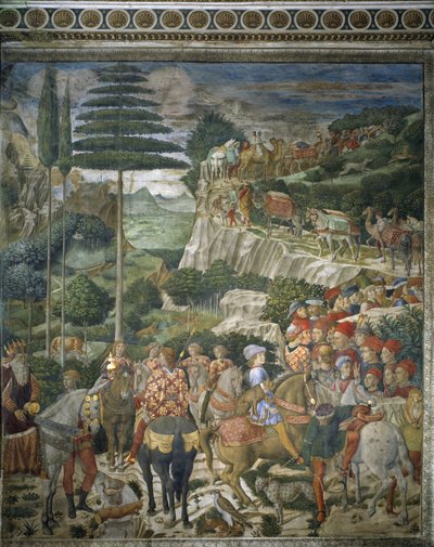 Orszak Trzech Króli z Julienem de Medicis i Józefem II, Patriarchą Konstantynopola (fresk autorstwa Benozzo di Lese di Sandro Gozzoli
