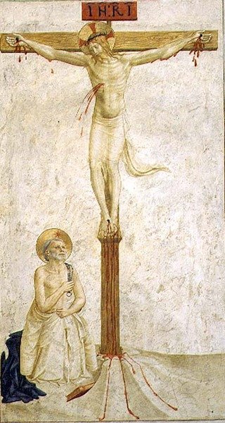 Ukrzyżowanie ze św. Dominikiem (fresk) autorstwa Benozzo di Lese di Sandro Gozzoli