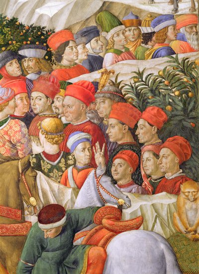 Twarze w procesji, fragment z cyklu Podróż Trzech Króli w kaplicy, ok. 1460, fragment fresku z 70601 autorstwa Benozzo di Lese di Sandro Gozzoli