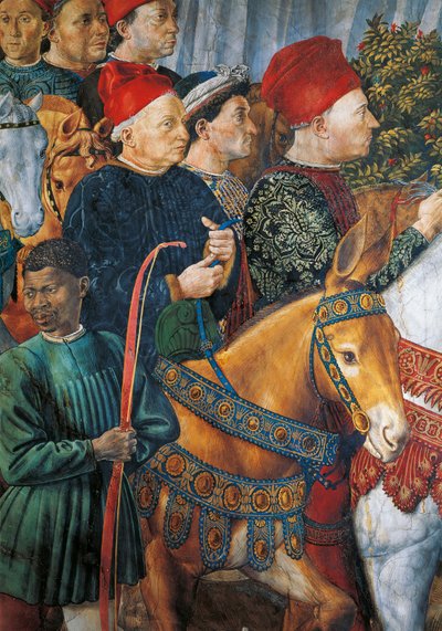 Włochy, Florencja, Malowany wizerunek Cosimo il Vecchio (Cosimo Starszy), detal autorstwa Benozzo di Lese di Sandro Gozzoli