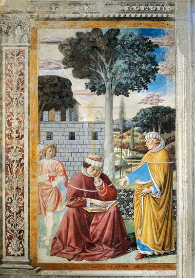 Św. Agostino czytający listy św. Pawła, fragment z Opowieści św. Augustyna autorstwa Benozzo di Lese di Sandro Gozzoli