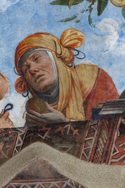 Postać kobieca, fragment sklepienia, Aula Costabiliana o Sala Skarbu (fresk) autorstwa Benvenuto Tisi da Garofalo