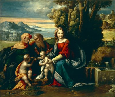 Święta rozmowa — Benvenuto Garofalo (1481-1559) autorstwa Benvenuto Tisi da Garofalo