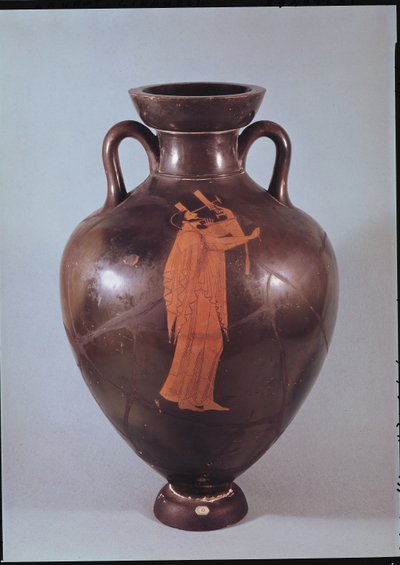 Czerwona amfora na poddaszu przedstawiająca muzyka grającego na lirze (ceramiczna) autorstwa Berlin Painter