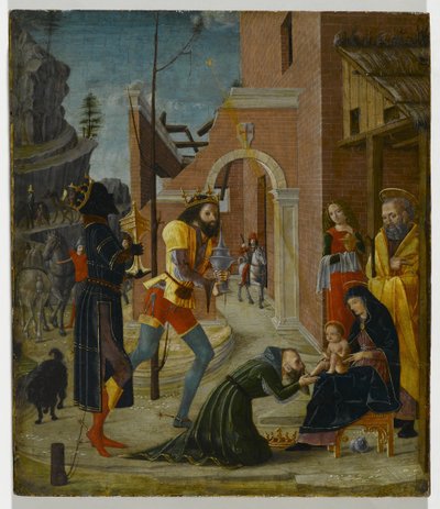Pokłon Trzech Króli, ok. 1485-95 (tempera na panelu) autorstwa Bernadino Jacobi Butinone