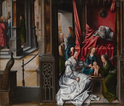 Narodziny i nadanie imienia św. Jana Chrzciciela, ca. 1514-15. autorstwa Bernard van Orley