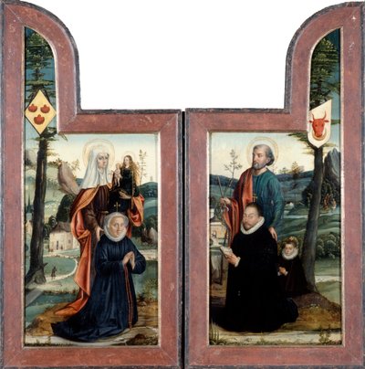 Tryptyk ze św. Piotrem i św. Anną, front, XVI wiek. autorstwa Bernard van Orley