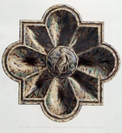 Talerz jaspe z przegródkami - Talerz ceramiczny, w „Dzieło Bernarda Palissy” C. Delange i C. Borneman, Paryż autorstwa Bernard (after) Palissy