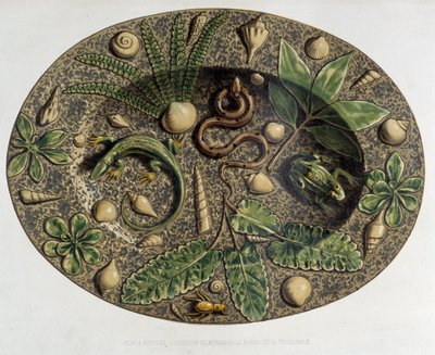 Plate à reptiles - Plate céramique, w „Dzieło Bernarda Palissy” C. Delange i C. Borneman, Paryż autorstwa Bernard (after) Palissy