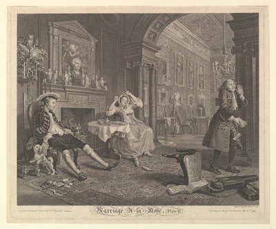 Małżeństwo A-la-Mode, Tablica II, kwiecień 1745. autorstwa Bernard Baron