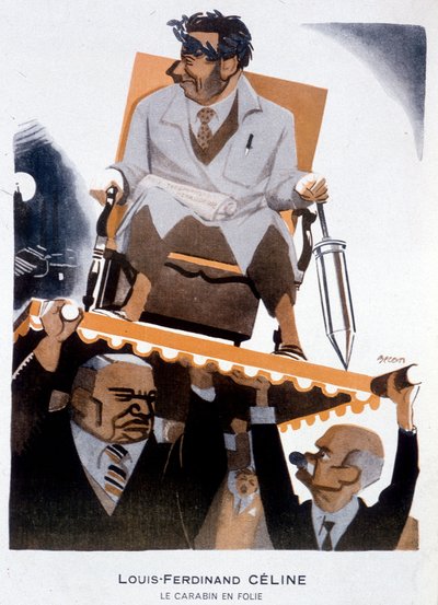Karykatura Louisa-Ferdinanda Celine (1894-1961) (Louis Ferdinand Celine) - Ilustracja Bernarda Becana (Bernhard Kahn) (1890-1943) w „” Fantasio””” z 15/01/1933 autorstwa Bernard Becan