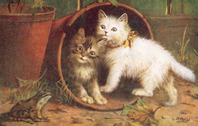 Pocztówka z kotem (kolorowa litografia) autorstwa Bernard Cobbe