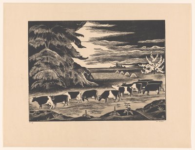 Krowy w krajobrazie autorstwa Bernard Essers (signed by artist)
