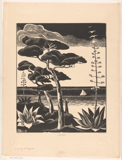 Wybrzeże w Saint-Raphaël (oryginalny tytuł na obiekcie) autorstwa Bernard Essers (signed by artist)