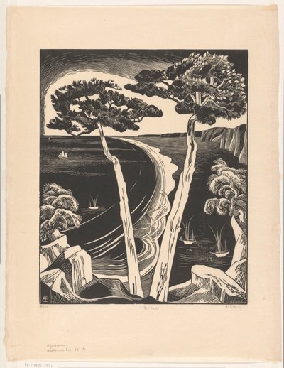 Sosny (Breton Bay podczas odpływu) (oryginalny tytuł obiektu) autorstwa Bernard Essers (signed by artist)