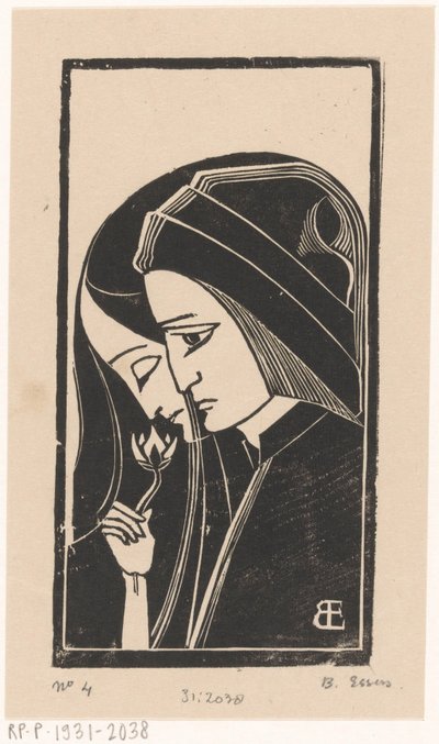 Portret van Dante Alighieri i Beatrice Portinari autorstwa Bernard Essers (signed by artist)