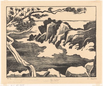 Skaliste wybrzeże w Saint-Raphaël autorstwa Bernard Essers (signed by artist)