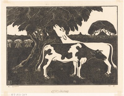 Dwie krowy przy drzewie autorstwa Bernard Essers (signed by artist)