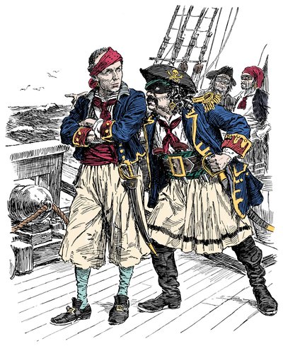 Dwóch piratów grozi Ilustracja Bernarda Partridge