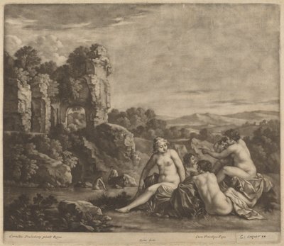 Kąpiący się w krajobrazie autorstwa Bernard Lens, after Cornelis van Poelenburch