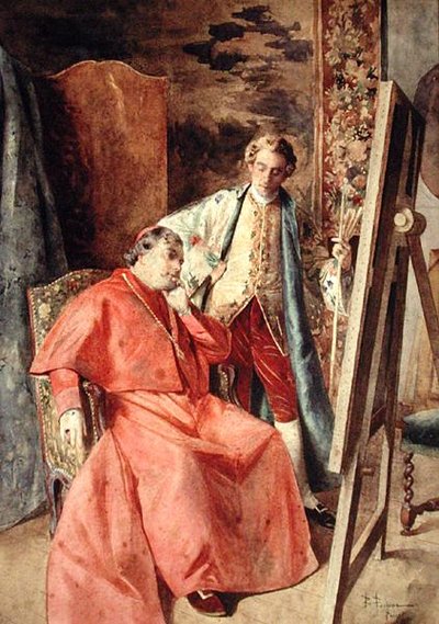 Malarz i prałat (olej na płótnie) autorstwa Bernard Louis Borione