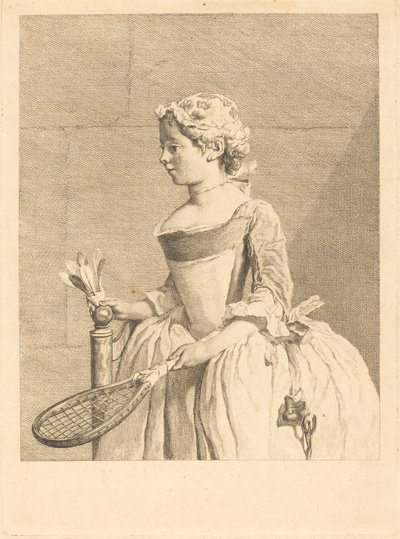 Młoda dziewczyna za kierownicą (młoda dziewczyna z raguette) autorstwa Bernard Lépicié after Jean Siméon Chardin