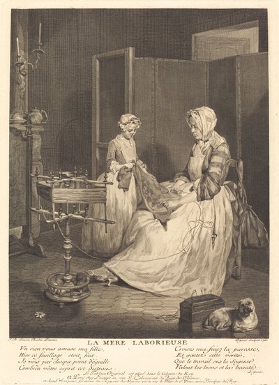 Pracowita matka autorstwa Bernard Lépicié after Jean Siméon Chardin