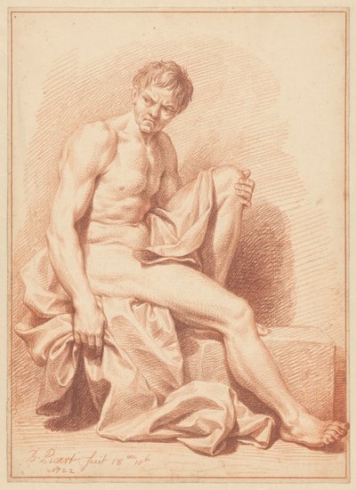 Siedzący nagi mężczyzna z draperią autorstwa Bernard Picart (signed by artist)