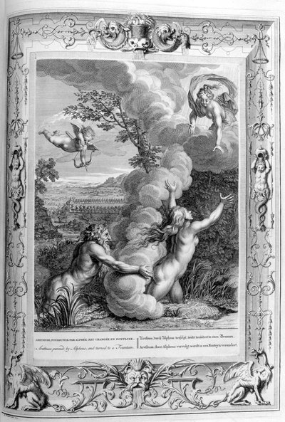 Aretuza ścigana przez Alfeusza i zamieniona w fontannę, 1733 autorstwa Bernard Picart