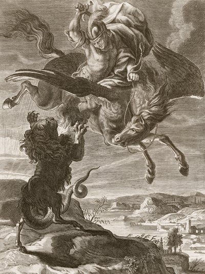 Bellerophon walczy z chimerą, 1731 autorstwa Bernard Picart